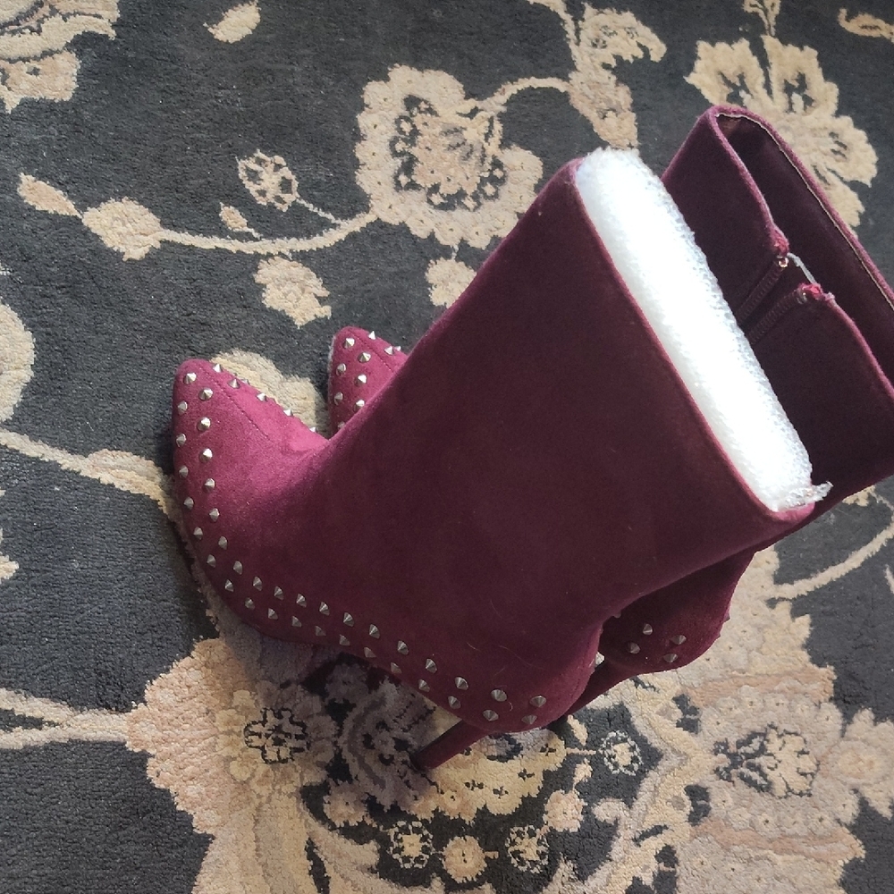 Studded Suede Burgundy Women's Boots!